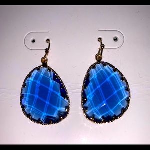 Blue Glass Stone Earrings